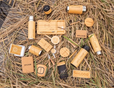 Logotrade Logogeschenke das Foto: Ontario 10W Ständer aus Bambus & RCS recyceltem Kunststoff