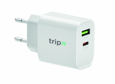 Logotrade Geschäftsgeschenke das Foto: 18W 2-Port USB-Ladegerät EU-Ste