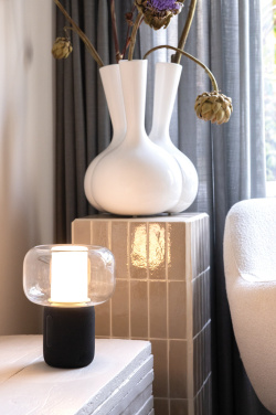 Logotrade Geschäftsgeschenke das Foto: Lux 10W Lautsprecherlampe aus RCS recyceltem Kunststoff