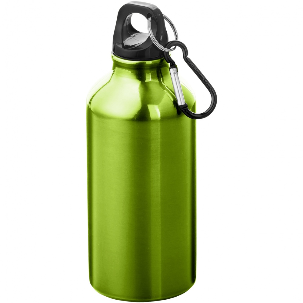 Logo trade promotional giveaways picture of: Oregon 400 ml aluminium water bottle with carabiner