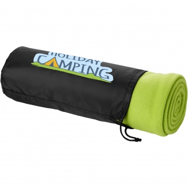 Logo trade promotional giveaways picture of: Huggy fleece plaid blanket with carry pouch