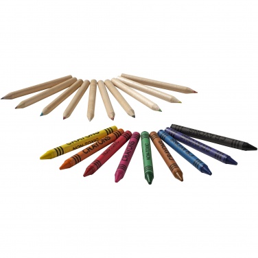 Logo trade promotional gifts image of: Lucky 19-piece coloured pencil and crayon set