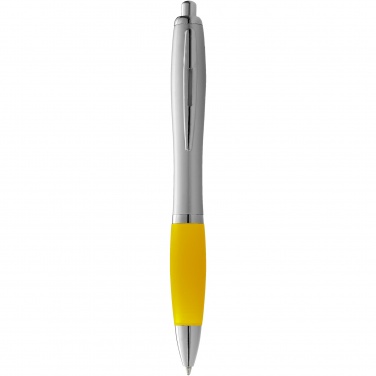 Logotrade promotional item image of: Nash ballpoint pen silver barrel and coloured grip