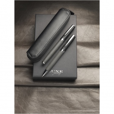 Logo trade promotional giveaways picture of: Carbon duo pen gift set with pouch