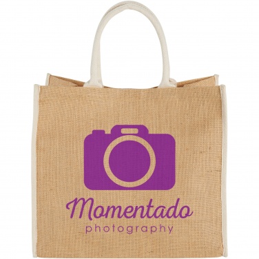 Logo trade corporate gifts image of: Harry coloured edge jute tote bag 25L