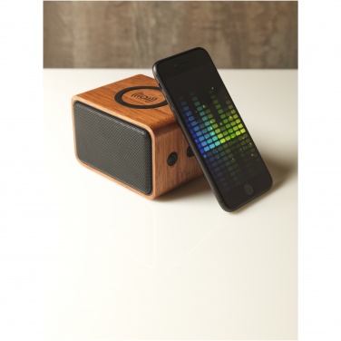 Logotrade promotional gift image of: Wooden 3W speaker with wireless charging pad