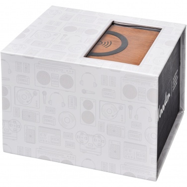 Logo trade promotional gift photo of: Wooden 3W speaker with wireless charging pad