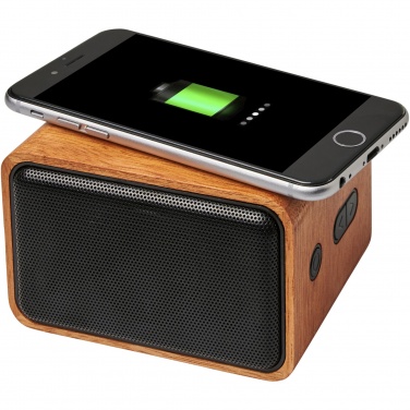 Logo trade promotional products image of: Wooden 3W speaker with wireless charging pad