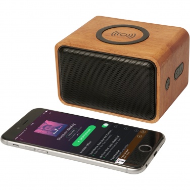 Logo trade promotional items picture of: Wooden 3W speaker with wireless charging pad