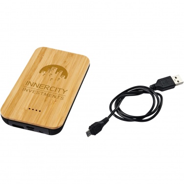 Logo trade promotional merchandise photo of: Future 6000 mAh bamboo/fabric wireless power bank