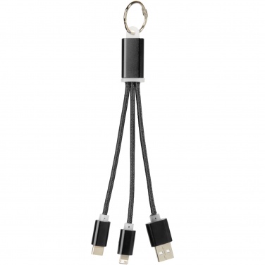 Logo trade promotional giveaways picture of: Metal 3-in-1 charging cable with keychain