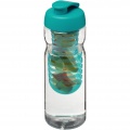 H2O Active® Base 650 ml flip lid sport bottle & infuser, Transparent / Aqua blue