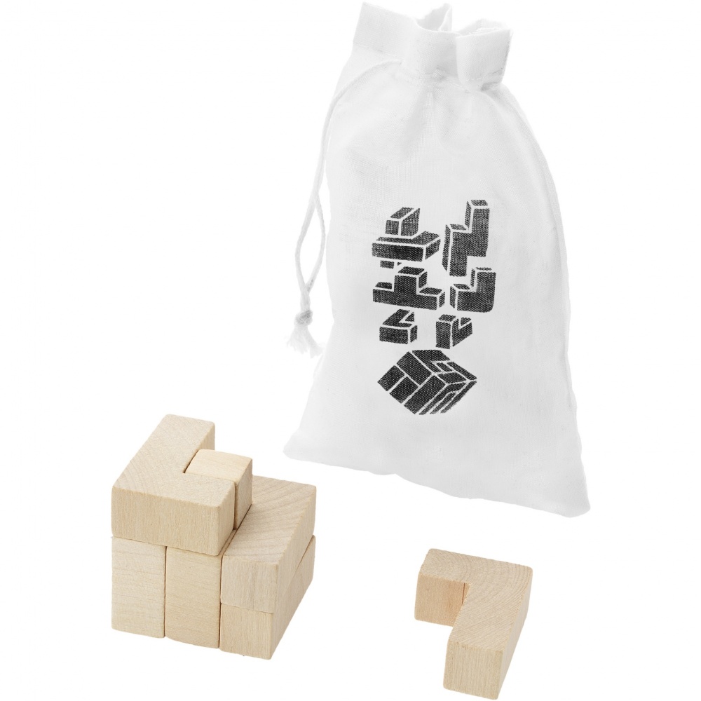 Logo trade promotional items picture of: Solfee wooden squares brain teaser with pouch