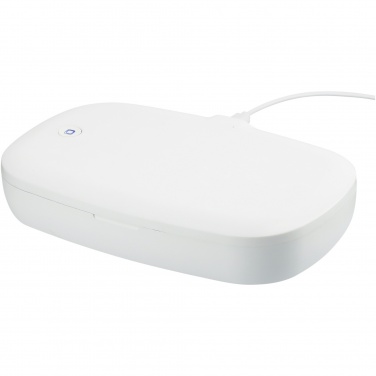 Logotrade promotional giveaway image of: Capsule UV smartphone sanitizer with 5W wireless charging pad