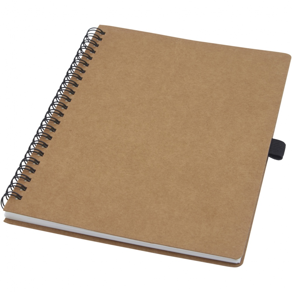 Logo trade advertising products image of: Cobble A5 wire-o recycled cardboard notebook with stone paper