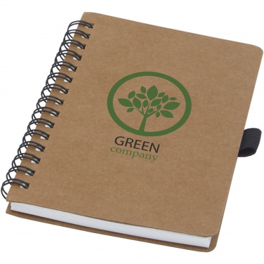 Logotrade promotional gift image of: Cobble A6 wire-o recycled cardboard notebook with stone paper