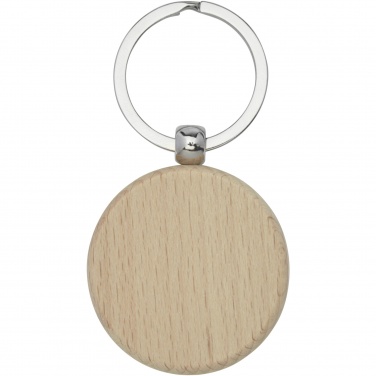 Logo trade promotional giveaways picture of: Giovanni beech wood round keychain