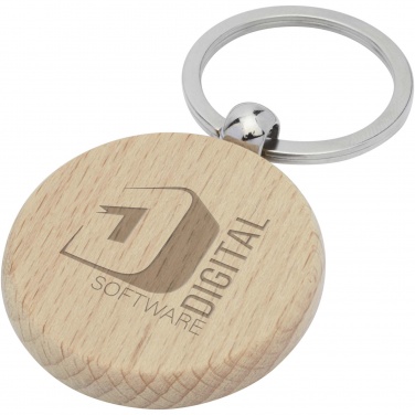 Logo trade promotional merchandise image of: Giovanni beech wood round keychain