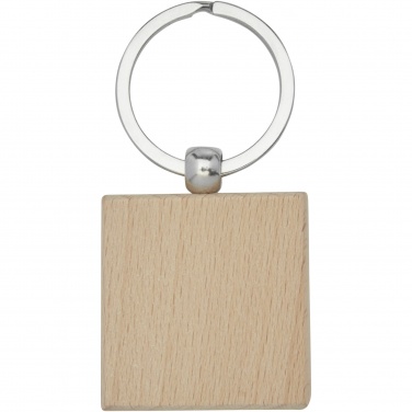 Logo trade promotional giveaways picture of: Gioia beech wood squared keychain