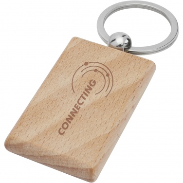 Logo trade advertising products image of: Gian beech wood rectangular keychain