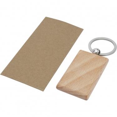 Logotrade advertising product picture of: Gian beech wood rectangular keychain