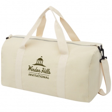 Logo trade promotional gift photo of: Pheebs 450 g/m² recycled cotton and polyester duffel bag 24L