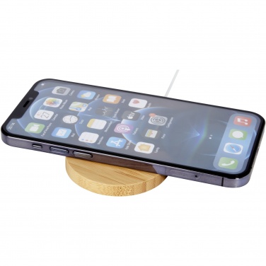 Logotrade promotional item image of: Atra 10W bamboo magnetic wireless charging pad