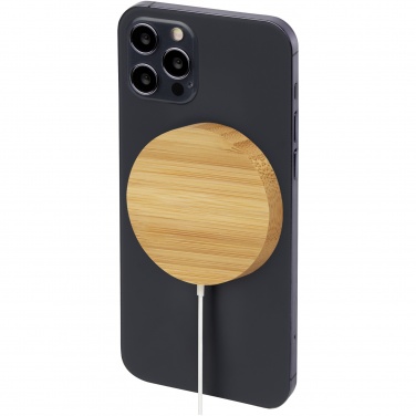 Logotrade advertising product image of: Atra 10W bamboo magnetic wireless charging pad