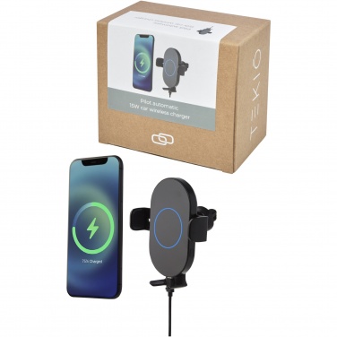 Logo trade advertising products image of: Pilot 15W wireless automatic car charger 