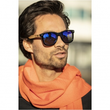 Logotrade promotional merchandise picture of: Hiru rPET/wood mirrored polarized sunglasses in gift box