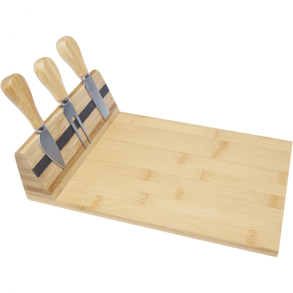 Logo trade advertising products image of: Mancheg bamboo magnetic cheese board and tools