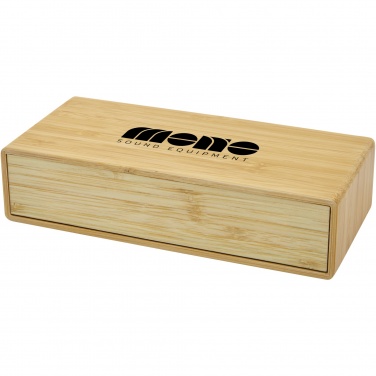 Logo trade promotional giveaways picture of: Minata bamboo wireless charger with clock