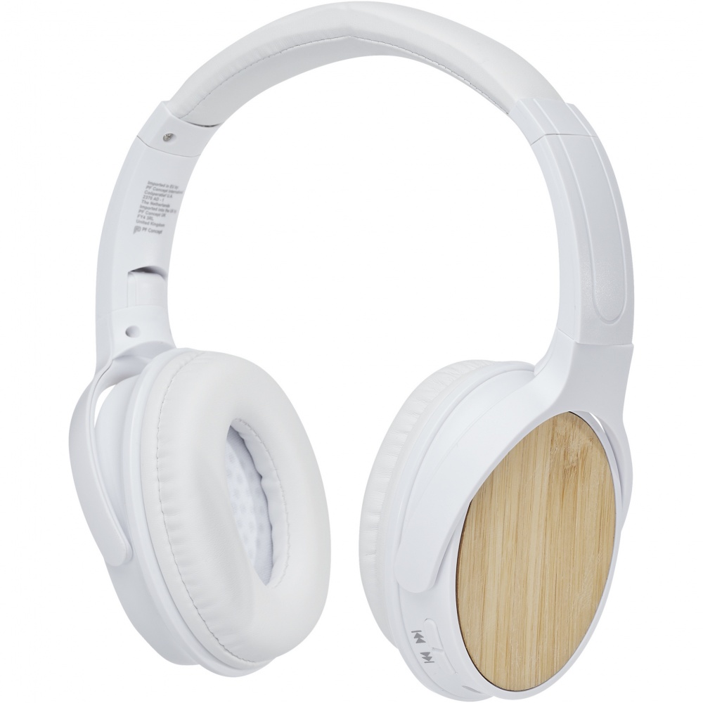 Logo trade promotional giveaways image of: Athos bamboo Bluetooth® headphones with microphone