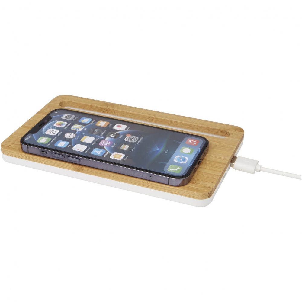Logo trade promotional items image of: Medake 10W bamboo wireless charger