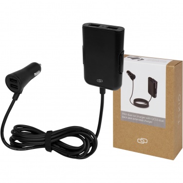 Logo trade promotional giveaways image of: Pilot dual car charger with QC 3.0 dual back seat extended charger