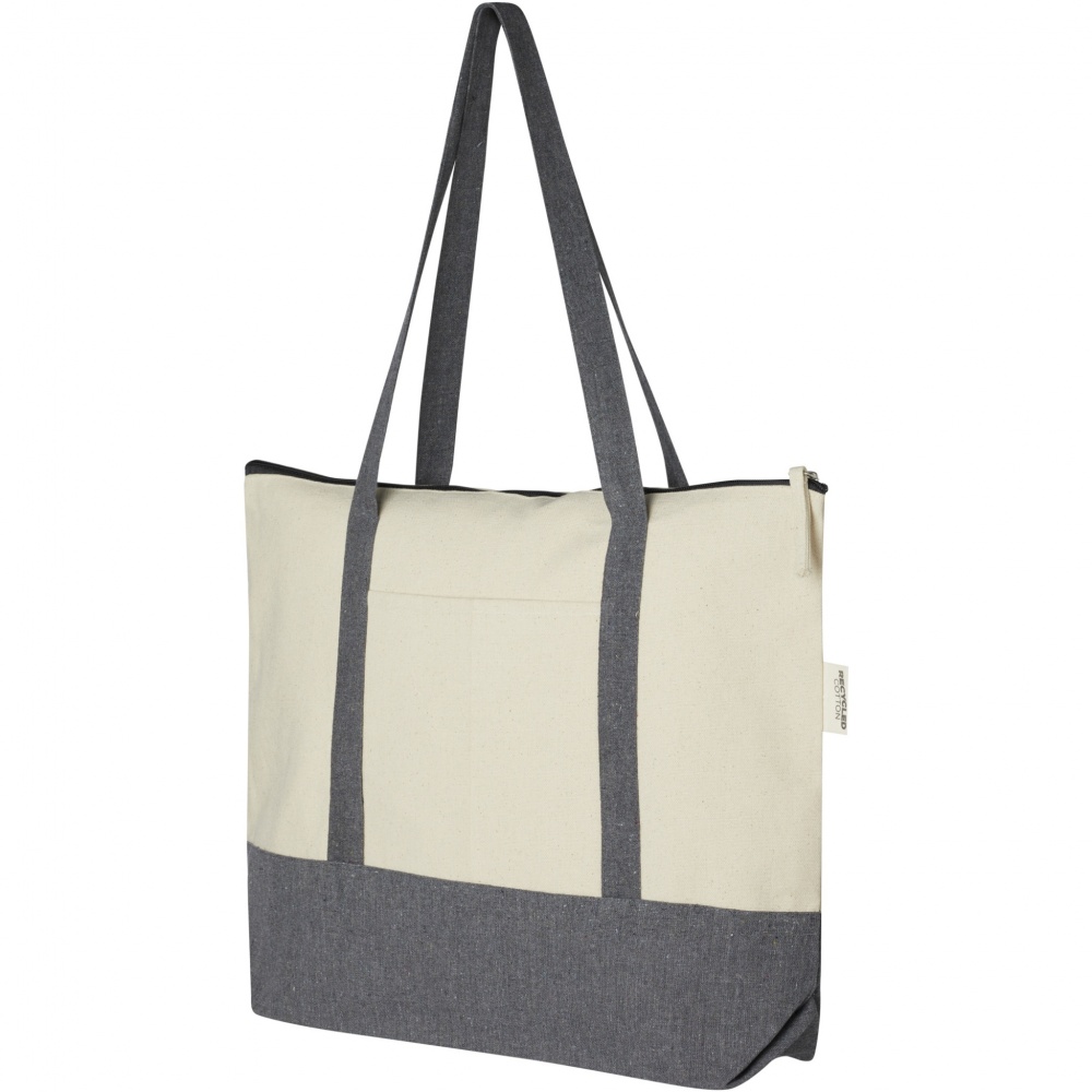 Logo trade promotional gift photo of: Repose 320 g/m² recycled cotton zippered tote bag 10L