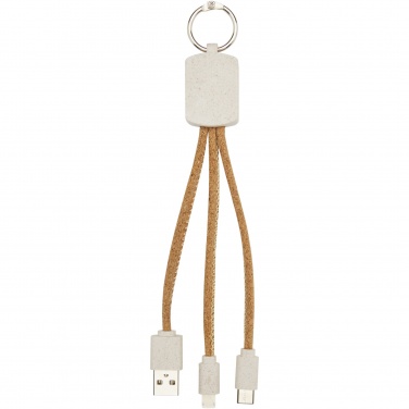Logo trade corporate gifts image of: Bates wheat straw and cork 3-in-1 charging cable