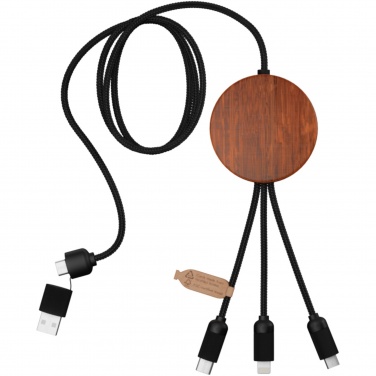 Logo trade promotional item photo of: SCX.design C40 5-in-1 rPET light-up logo charging cable and 10W charging pad