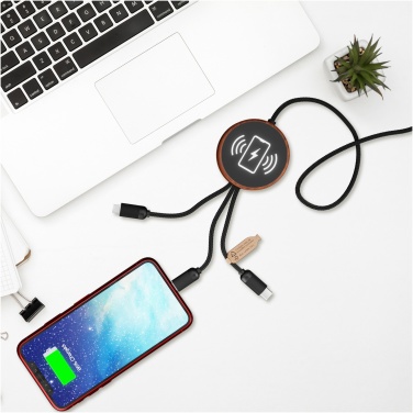 Logotrade business gift image of: SCX.design C40 5-in-1 rPET light-up logo charging cable and 10W charging pad
