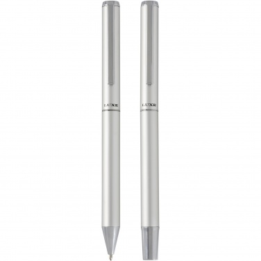 Logo trade promotional giveaway photo of: Lucetto recycled aluminium ballpoint and rollerball pen gift set