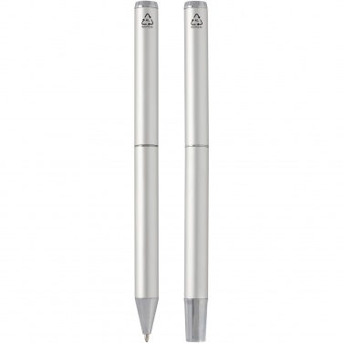 Logotrade advertising product picture of: Lucetto recycled aluminium ballpoint and rollerball pen gift set