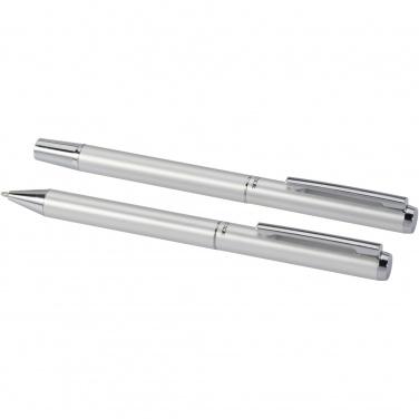 Logo trade advertising product photo of: Lucetto recycled aluminium ballpoint and rollerball pen gift set