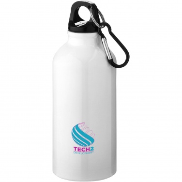 Logotrade promotional gift image of: Oregon 400 ml RCS certified recycled aluminium water bottle with carabiner