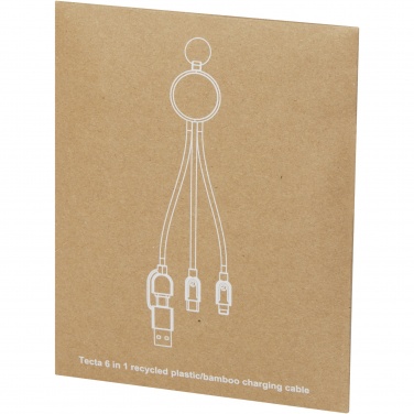 Logo trade promotional gifts image of: Tecta 6-in-1 recycled plastic/bamboo charging cable with keyring