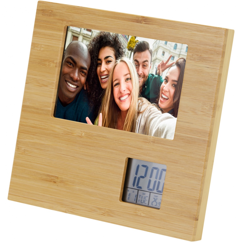 Logo trade advertising products picture of: Sasa bamboo photo frame with thermometer