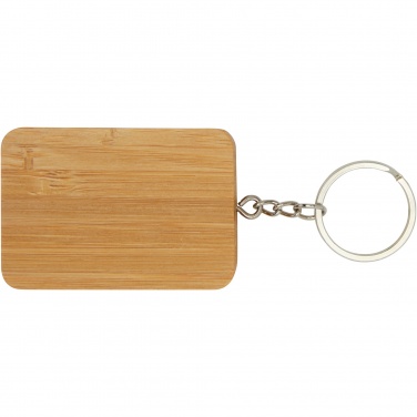 Logo trade promotional merchandise picture of: Reel 6-in-1 retractable bamboo key ring charging cable