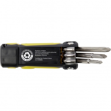 Logo trade advertising products image of: Octo 8-in-1 RCS recycled plastic screwdriver set with torch