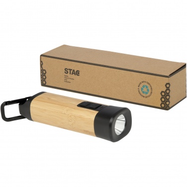 Logo trade promotional gifts picture of: Kuma bamboo/RCS recycled plastic torch with carabiner