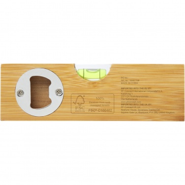 Logo trade promotional item photo of: Flush bamboo spirit level with bottle opener