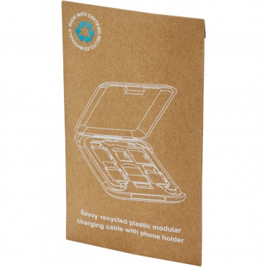 Logo trade promotional products image of: Savvy recycled plastic modular charging cable with phone holder